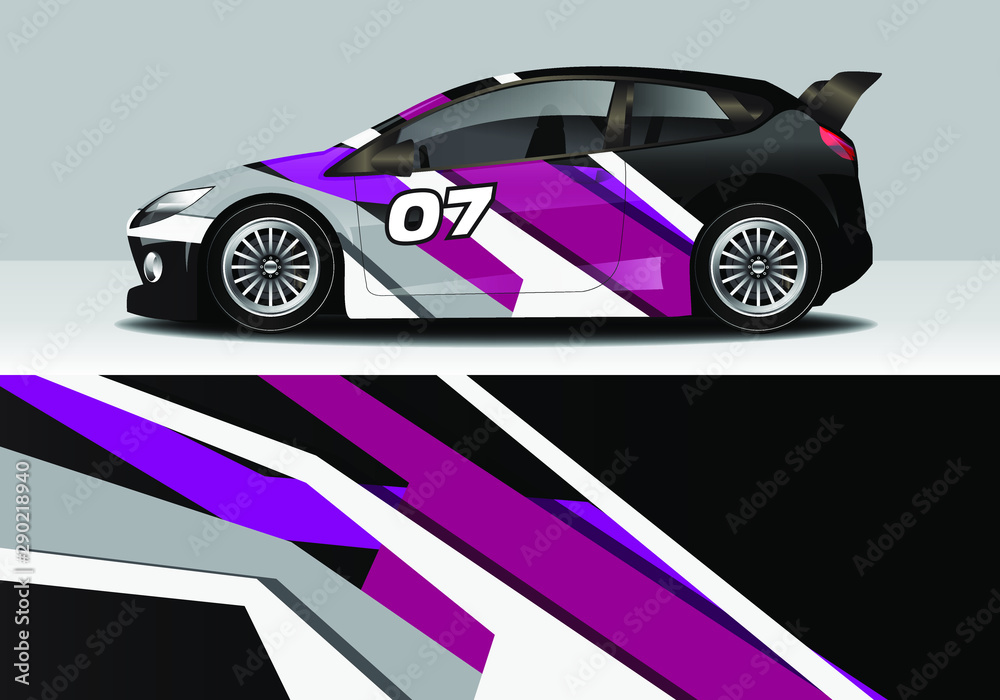 Fototapeta premium car wrap with colorful modern line vector design