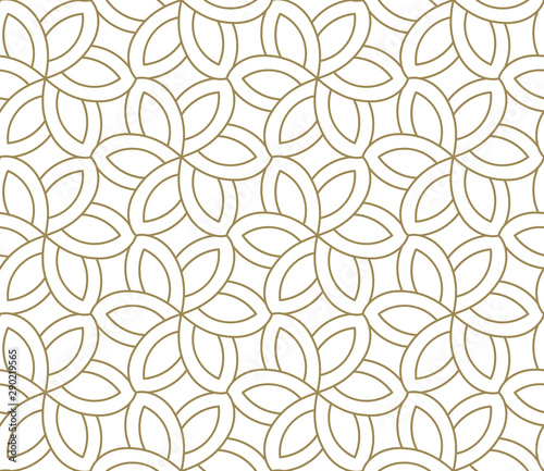 Seamless pattern with abstract geometric line texture, gold on white background. Light modern simple wallpaper, bright tile backdrop, monochrome graphic element