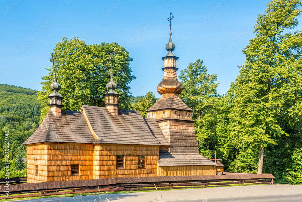 View at the Wooden Church Saint Michael Archangel in Ropica Gorna village - Poland