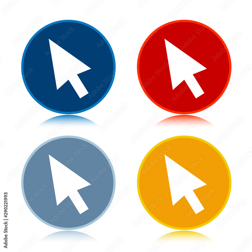 Cursor icon trendy flat round buttons set illustration design Cursor icon trendy flat round buttons set illustration design