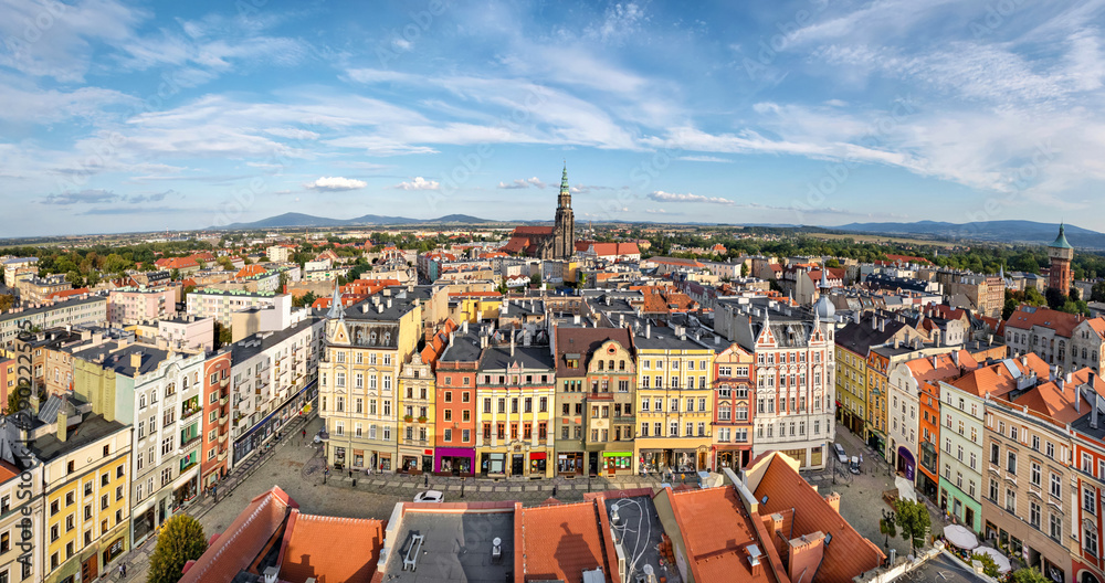 Obraz premium Panoramic aerial view of Swidnica, Silesia, Poland