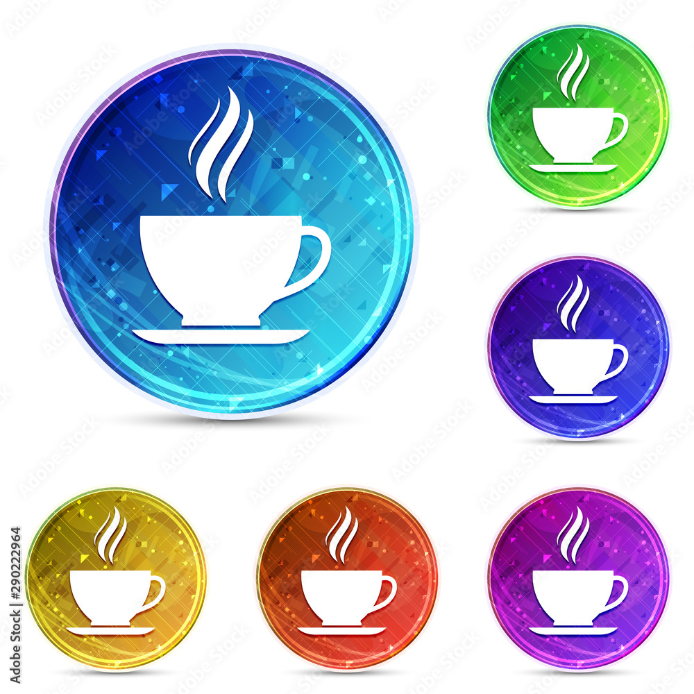 Coffee cup icon digital abstract round buttons set illustration Coffee cup icon digital abstract round buttons set illustration