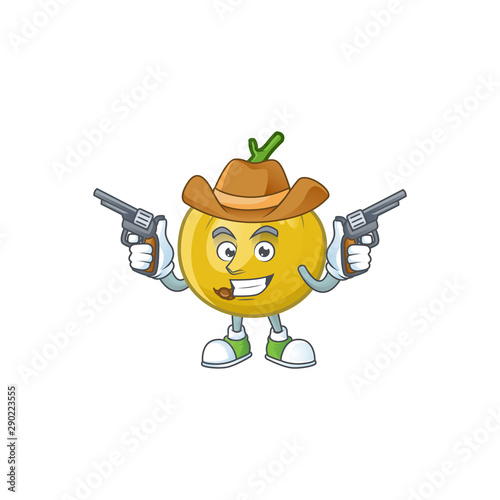 Cowboy araza fruit design character for cartoon mascot