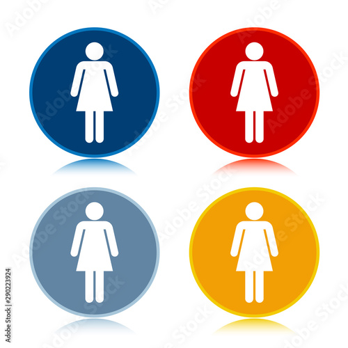 Woman icon trendy flat round buttons set illustration design