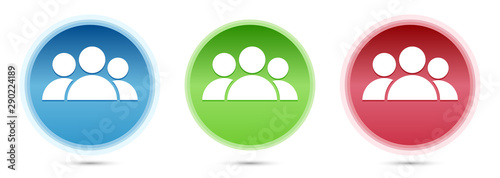 Group icon glass round buttons set illustration