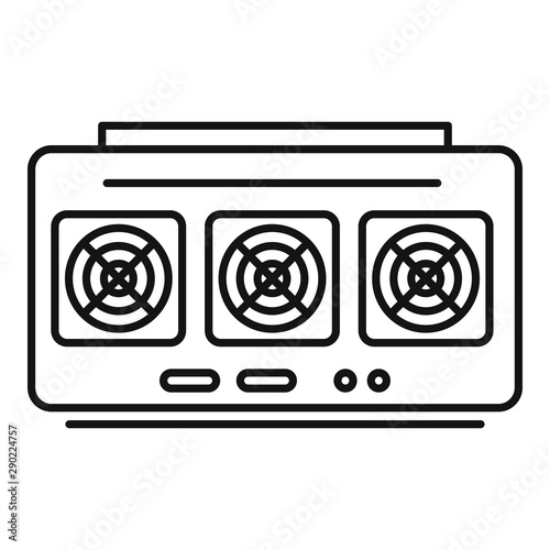 Desktop mining farm bitcoin icon. Outline desktop mining farm bitcoin vector icon for web design isolated on white background