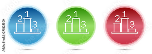 Podium icon glass round buttons set illustration