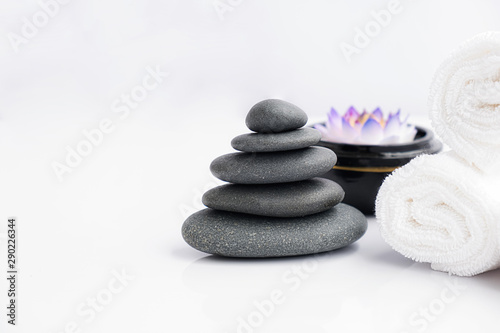 Spa treatment concept. Spa background with spa accessories on white background.