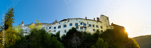 Herberstein palace panorama in Europe. Castle on hill, Tourist spot vacation destination.