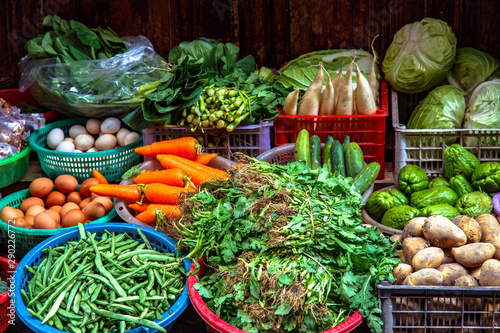 Vegetables for sale on the street market in Hanoi, Vietnam