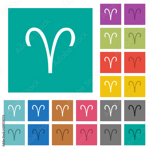 Aries zodiac symbol square flat multi colored icons
