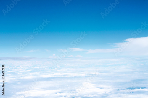 Patterns of white clouds view on bright blue sky background , copy space