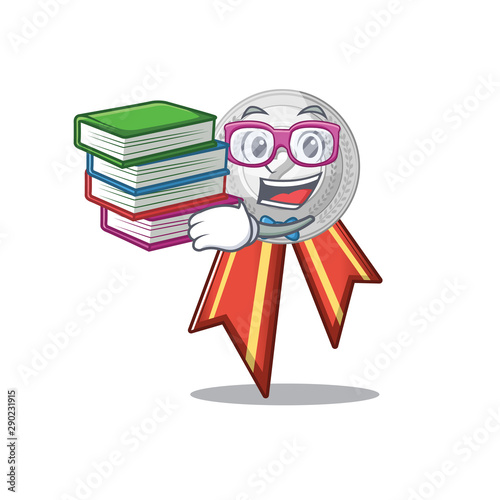 Student with book silver medal on the mascot cupboard