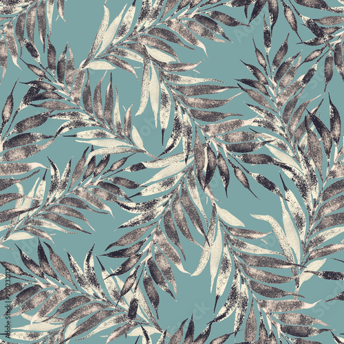 Watercolor seamless pattern with leaves