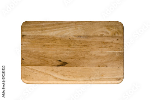 Wood Butcher Plate Isolated On White Background With Clipping Path