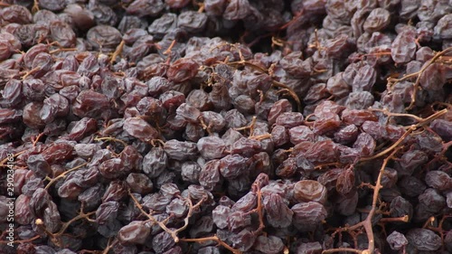 Mountain of muscatel raisins grapes in a traditional market