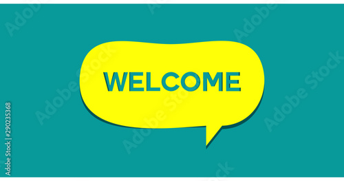 vector Banner with the phrase welcom, papper cut