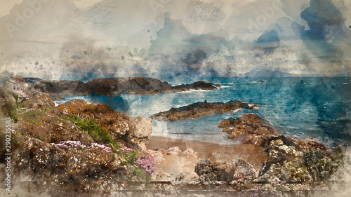 Digital watercolor painting...