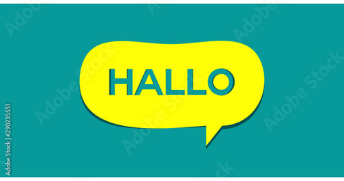 vector Banner with the phrase hallo, papper cut