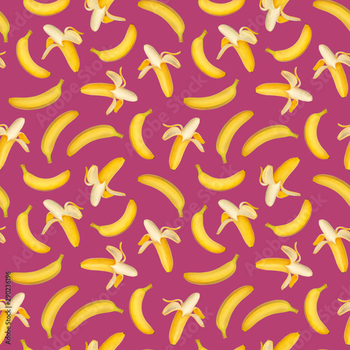 Beautiful seamless fruit pattern with banana. Summer print. Design for fabric textile, shirt.