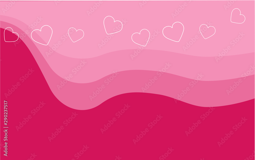 Pink hearts background card, vector illustration