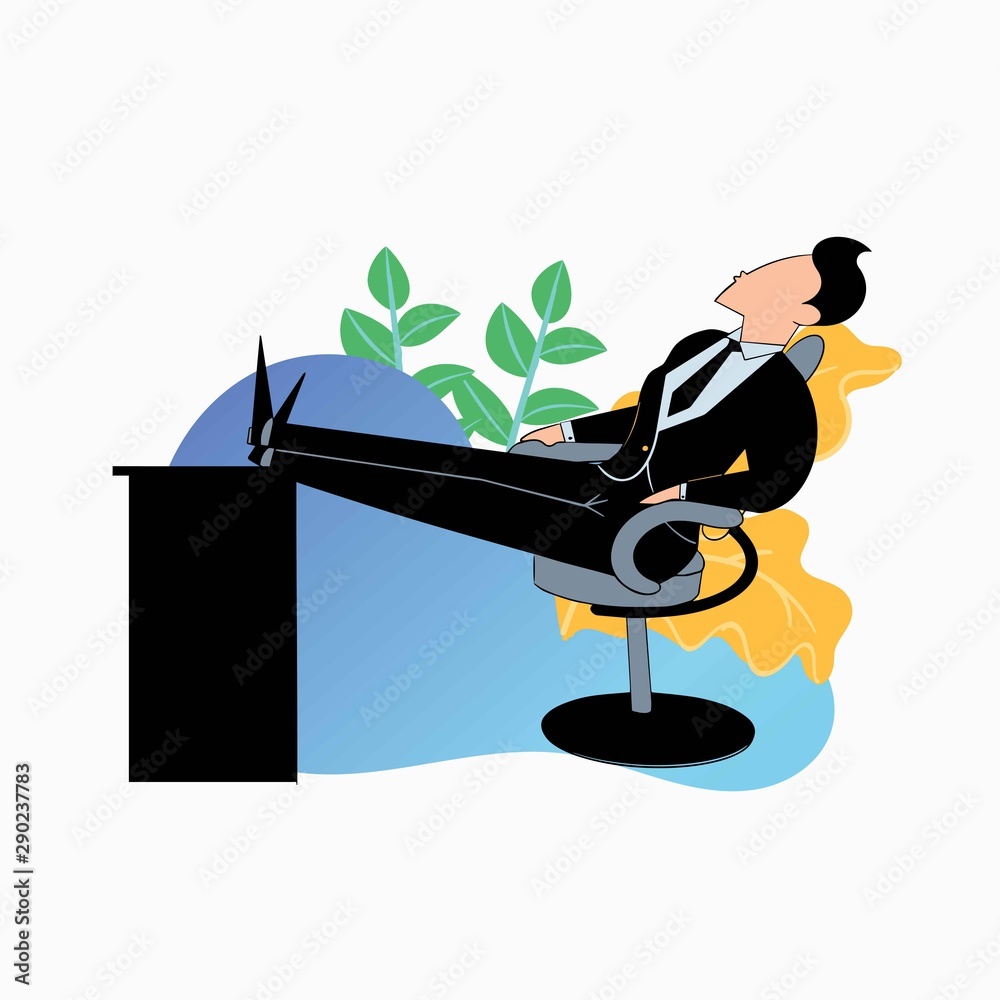 businessman sleeps on an office desk, colorful flat design illustration for business purpose businessman sleeps on an office desk, colorful flat design illustration for business purpose
