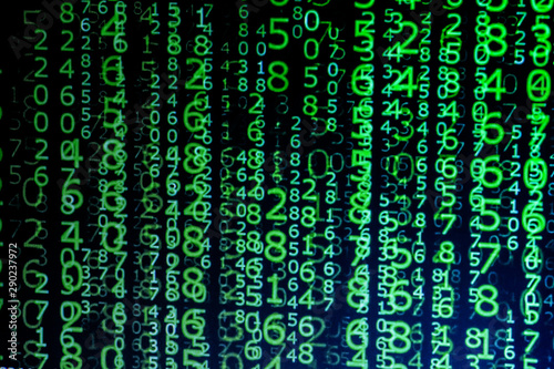 Background matrix style.Green is dominant color.code in green color.data in binary code.computer virus and hacker screen wallpaper. © suriyapong