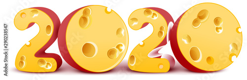 2020 year of mouse on Chinese calendar. Text number from cheese 2020