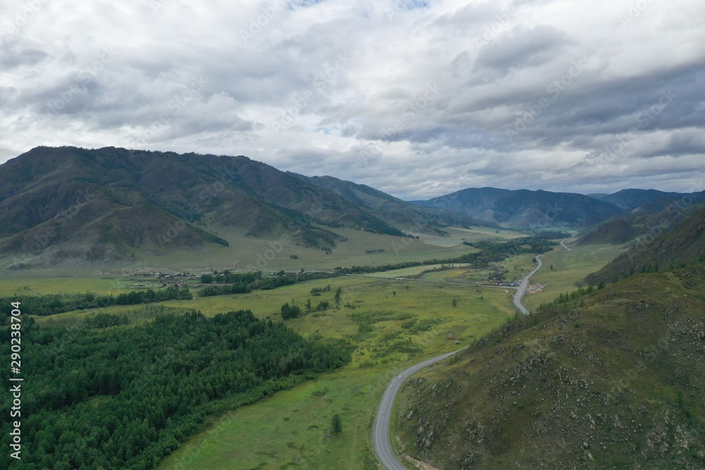 mountains before the rain, Tuekt village, Ongudaysky district, Altai Republic, Russia, summer month August