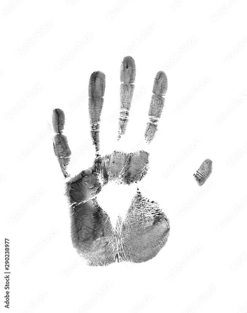 black hand print on a white background . black hand print on a white background .