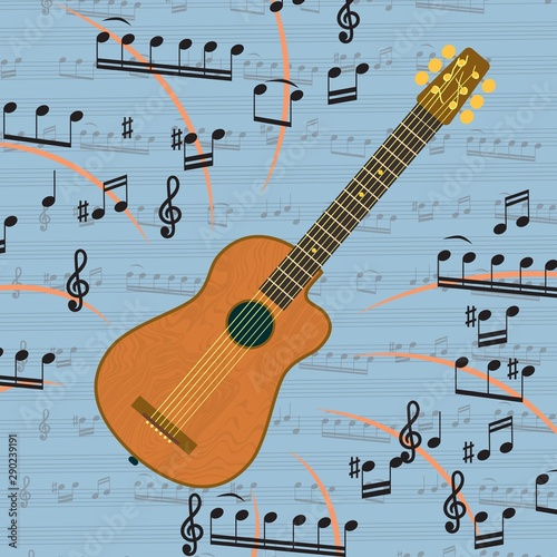 An acoustic guitar is a stringed musical instrument.