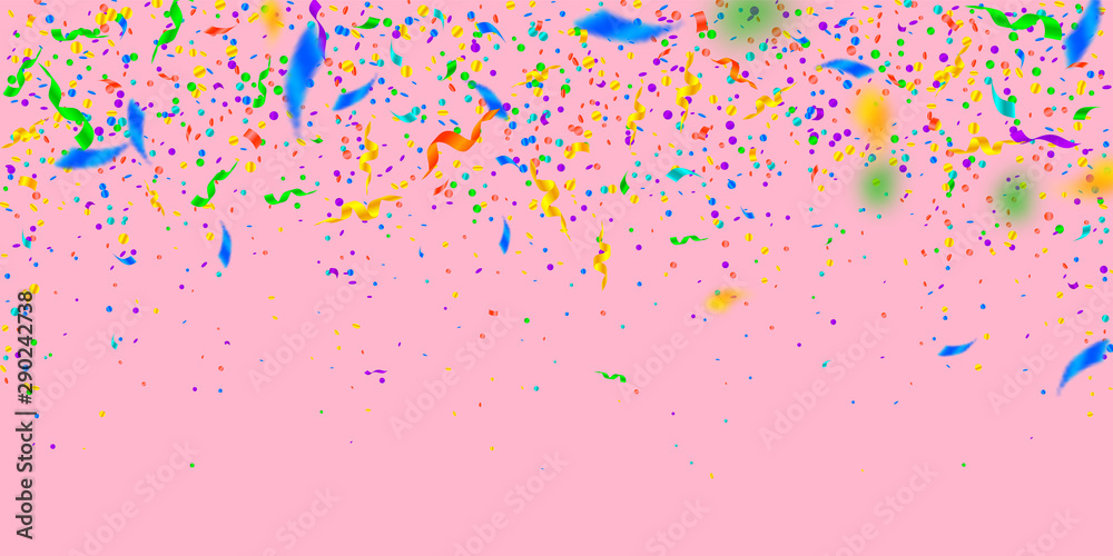 Streamers and confetti. Colorful tinsel and foil r - obrazy, fototapety, plakaty 