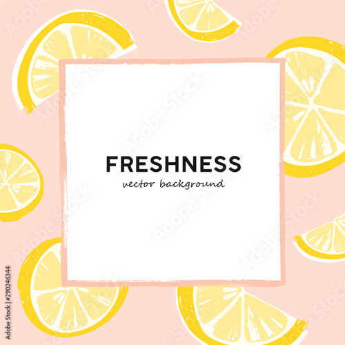 Lemon slices vector summer banner template