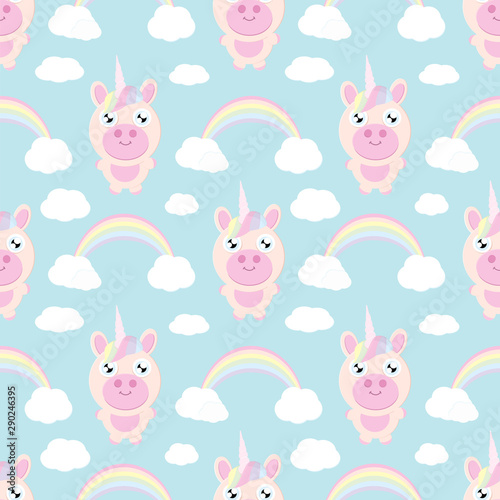 Vector seamless pattern with mugical unicorns. Design for wallpaper, phone case, poster, t-shirt, mug, child books etc.