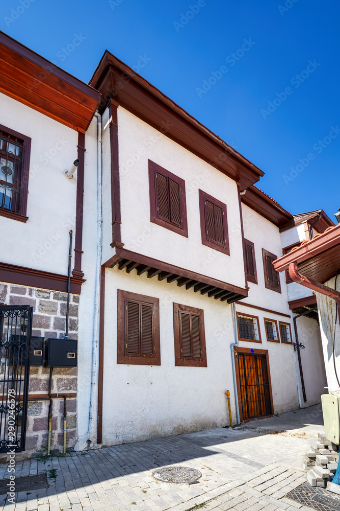 Historical Turkish restoration houses in Hamamonu district of Altindag, Ankara, Turkey.