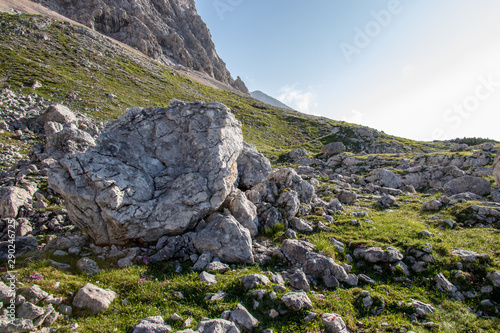Big rock next to mountain trail to Rjavina