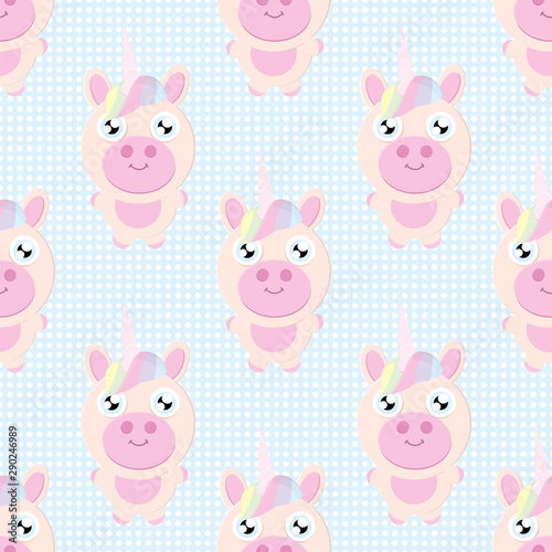Vector seamless pattern with mugical unicorns. Design for wallpaper, phone case, poster, t-shirt, mug, child books etc.