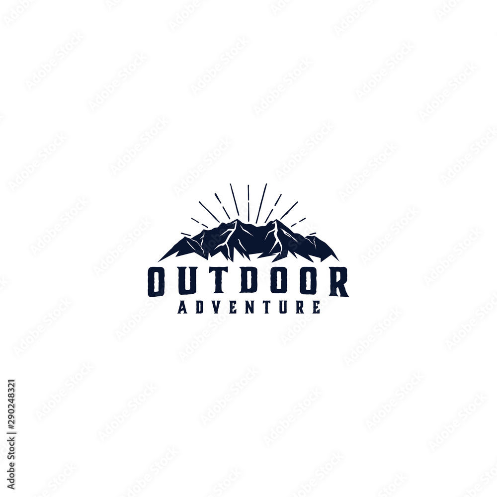 Obraz premium Outdoor mountain nature logo - adventure wildlife pine tree forest design
