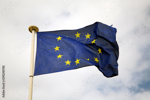 flag of European union cloudy sky 