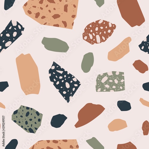 Terrazzo abstract vector seamless pattern