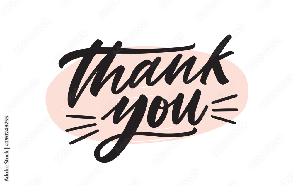 Fototapeta premium Thank you handwritten vector black ink lettering