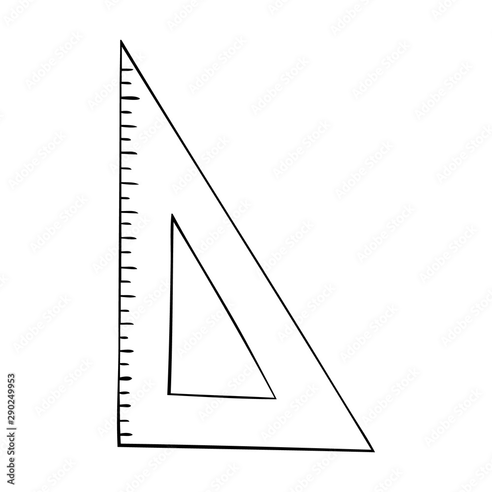 Black and white vector icon of a triangular ruler Black and white vector icon of a triangular ruler