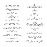 hand drawn floral dividers set in doodle style. vector illustration