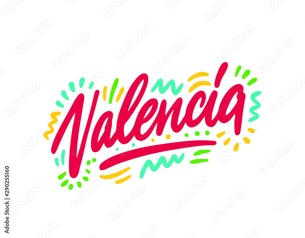 Valencia Handwritten city name.Modern Calligraphy Hand Lettering for Printing,background ,logo, for posters, invitations, cards, etc. Typography vector.