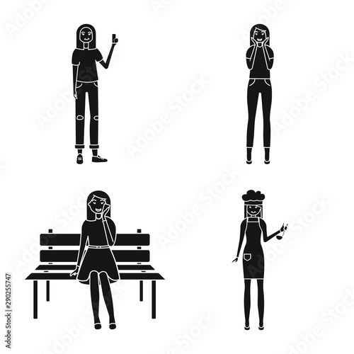 Vector illustration of emotions and female logo. Collection of emotions and body vector icon for stock.