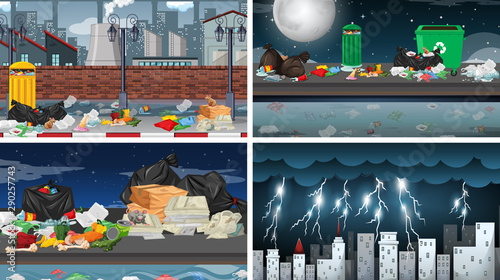 Set of polluted scenes