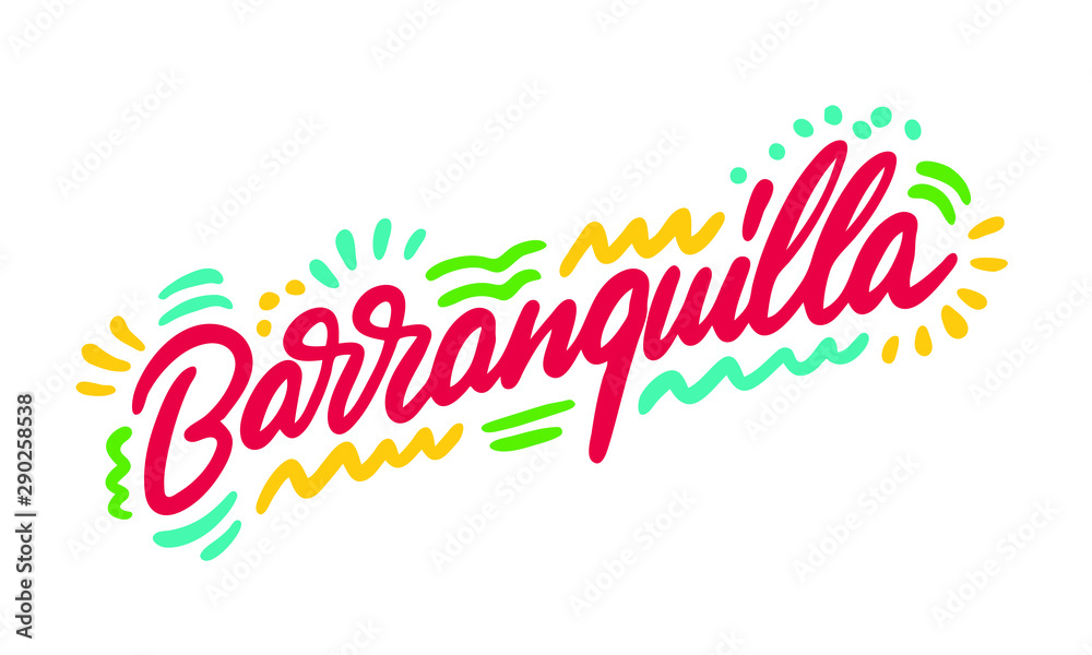 Barranquilla, text design. Vector calligraphy. Typography poster. Usable as background. Barranquilla, text design. Vector calligraphy. Typography poster. Usable as background.