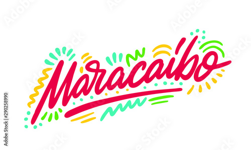 Maracaibo, text design. Vector calligraphy. Typography poster. Usable as background. photo