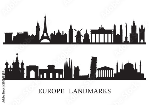 Europe Skyline Landmarks Silhouette photo
