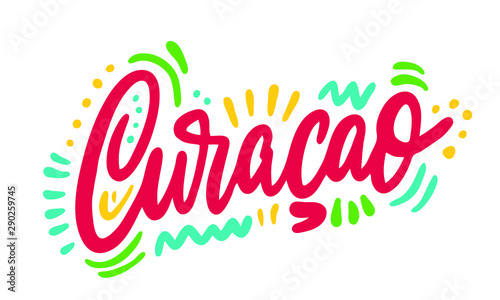 Country Name Written on White Background : Curacao : Vector Illustration